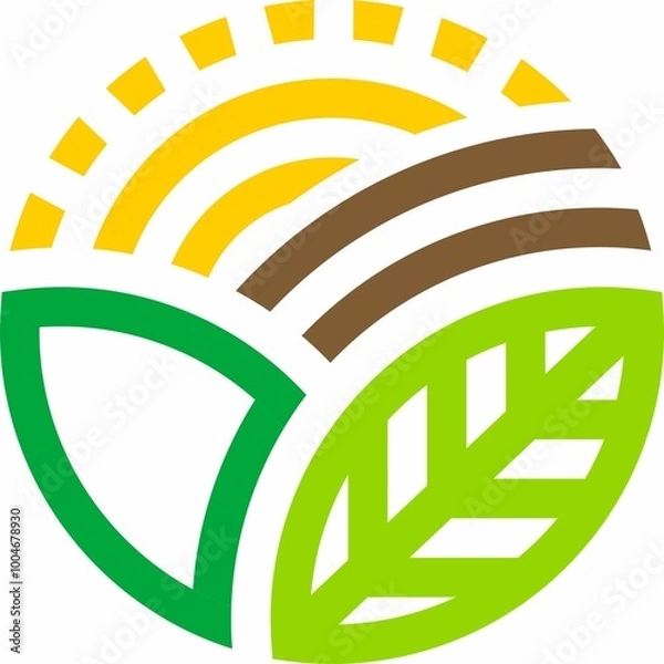 Obraz Round logo sun leaf and garden