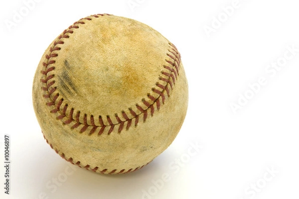 Fototapeta Old baseball with scuff marks and a clipping path