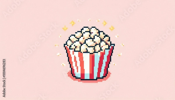 Fototapeta Illustration against light background with space for text, pixel art style 