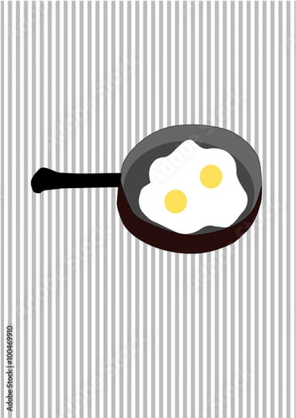 Fototapeta Frying pan with scrambled eggs