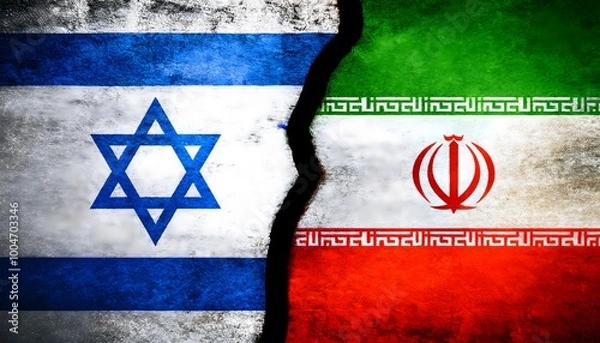 Fototapeta Flags of Israel and Iran