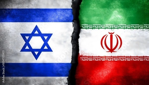 Fototapeta Flags of Israel and Iran