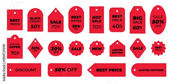 Obraz Sale tag discount set. Label vector template. Isolated objects on white background.