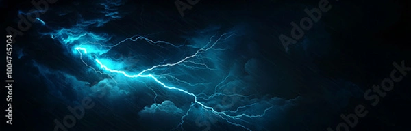 Fototapeta Realistic Thunderstorm on Black Background