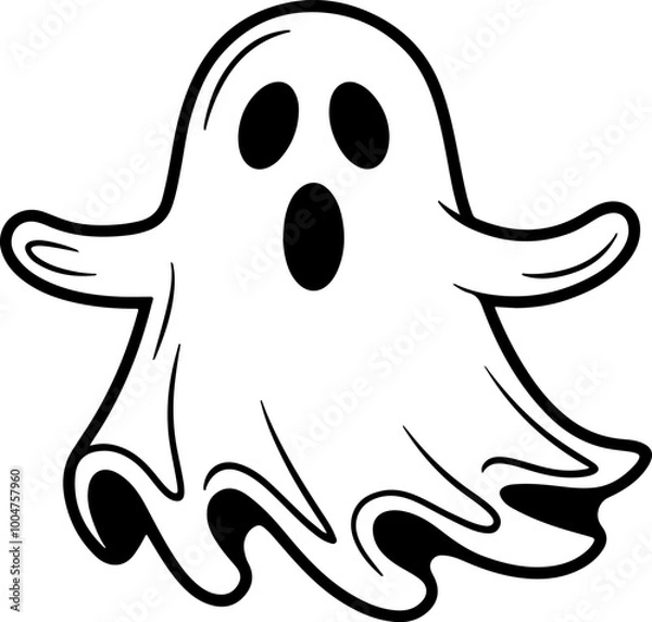 Obraz Cartoon ghost with spooky expression and outstretched arms