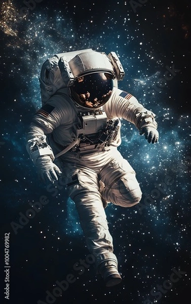 Fototapeta astronaut floating in space with stars