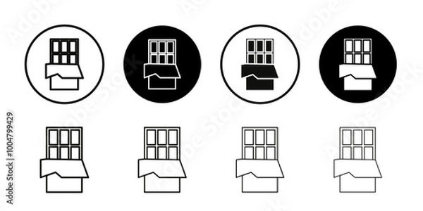 Fototapeta Chocolate icon Collection of flat thin outline vector