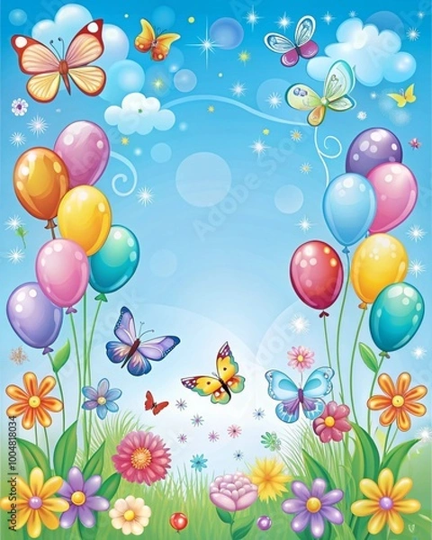 Fototapeta flowers and balloons
