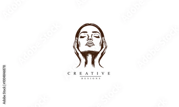 Obraz Face massage black vector white background