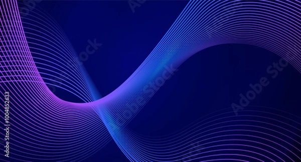 Fototapeta Abstract glowing lines crossed on dark blue background, perfect for digital backdrops, presentations, invitations, certificates, banners and posters.