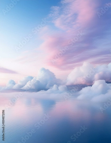 Fototapeta Pink and blue sky with clouds