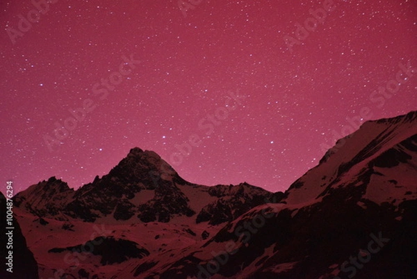 Fototapeta Nordlicht, Polarlicht, Großglockner, Aurora Borealis, Österreich, Himmel, Nacht, Leuchterscheinung, Stickstoff, Sauerstoff, Atome, Erde, Nordhalbkugel, Atmosphäre, Hochatmosphäre, leuchten, selten, ra