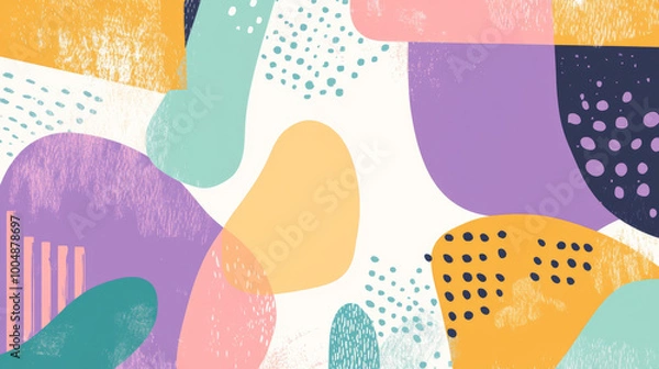 Obraz A vibrant abstract geometric pattern with various shapes and colors in pastel tones. Perfect for backgrounds, designs, or modern art.