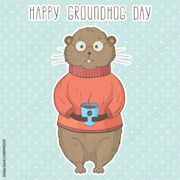 Obraz Happy Groundhog Day greeting card