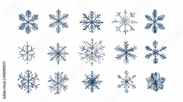 Fototapeta a bunch of snowflakes that are on a white surface with a white background and a white background, An Gyeon, generative art, snow, a cross stitch 2025 AI .