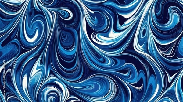 Fototapeta Abstract Swirling Blue and White Pattern.