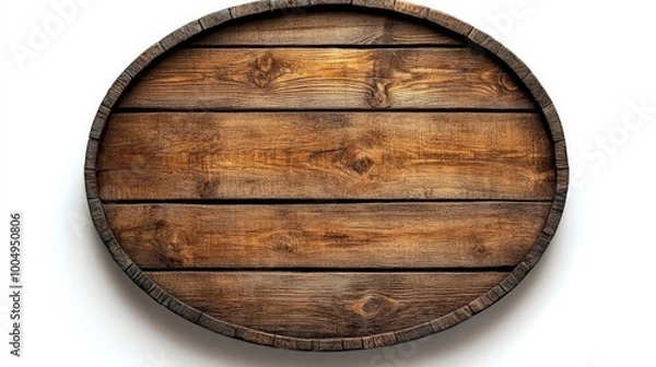 Fototapeta Rustic Wooden Barrel Top: A weathered wooden barrel top, circular in shape with a rustic, natural texture, perfect for adding a touch of vintage charm to your design projects.