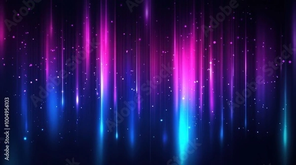 Fototapeta Neon Sparkles - Dynamic 3D Vector Illustration of Mesmerizing Blue and Violet Sparks Against Black Background