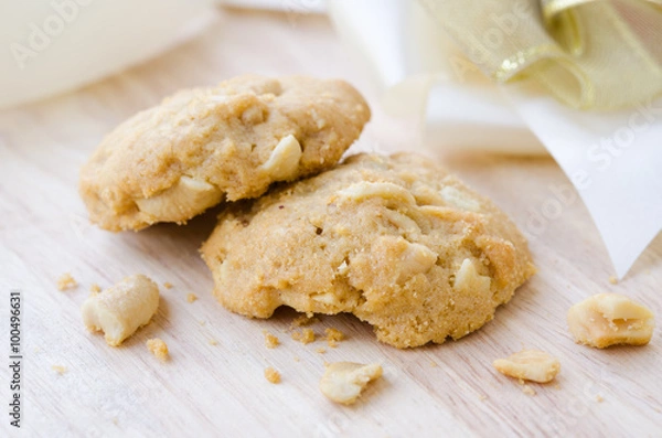 Fototapeta  closeup, cashew nut cookie