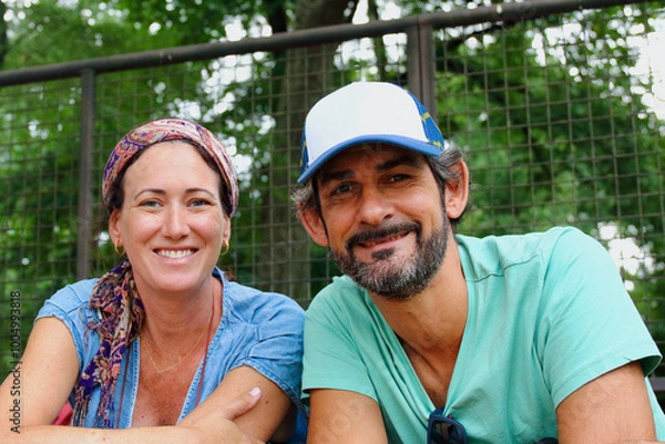 Obraz Joyful couple's portrait taken in Central Park in NYC.