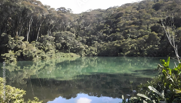 Obraz lake in the forest, created with A.I generative