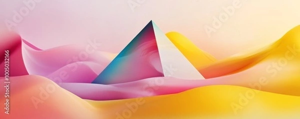 Fototapeta Abstract pyramid in colorful desert landscape