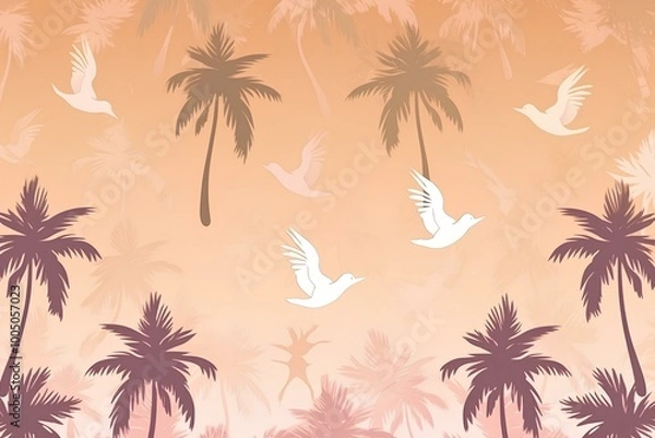 Fototapeta seamless pattern with palm trees