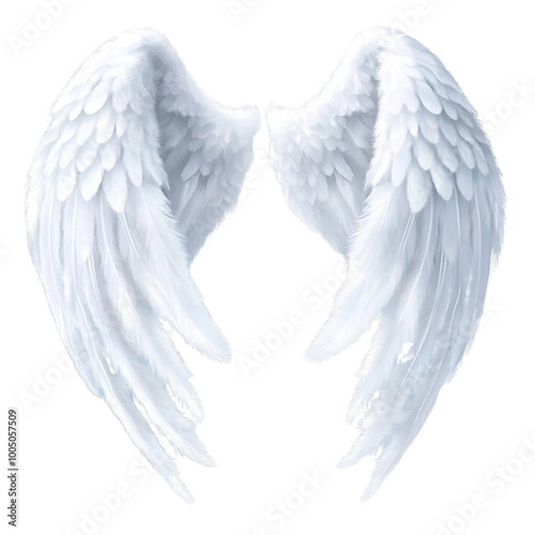 Obraz Elegant white angel wings on a transparent background.