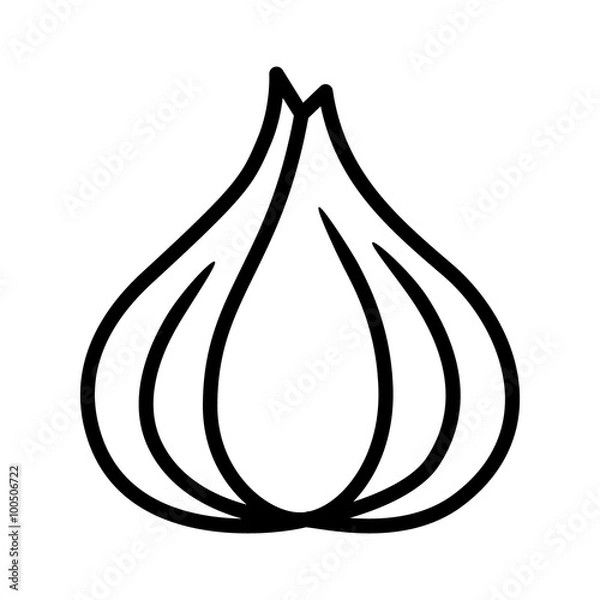 Obraz Ikona grafiki liniowej cebulki czosnku / allium sativum do aplikacji i witryn spożywczych