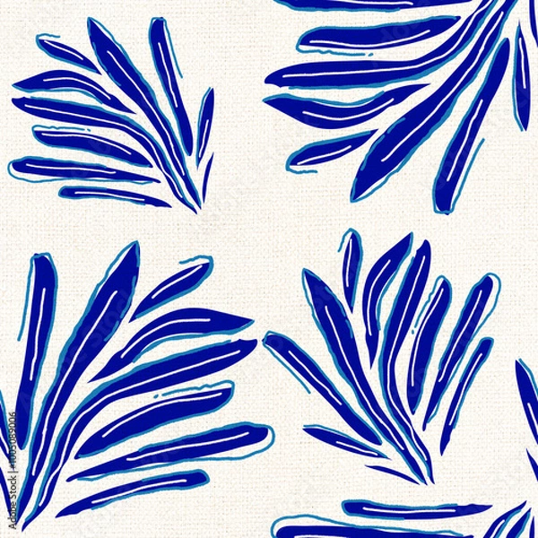 Fototapeta Leaf tropical pattern seamless illustration.