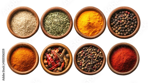 Fototapeta bowls with spices on transparent background