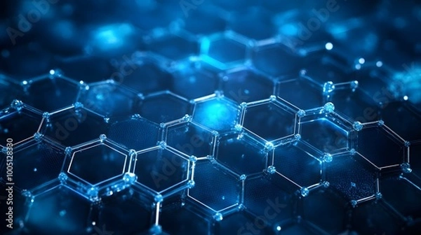 Obraz Abstract 3D Hexagon Lattice Structure in Blue