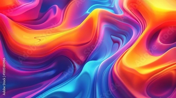 Fototapeta Vibrant Abstract Fluid Background with Colorful Waves