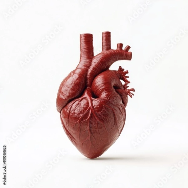 Obraz Clean and detailed digital illustration of a human heart with labeled arteries and veins isolated on a white background Perfect for use in cardiology advertisements fitness campaigns and medical websi