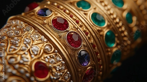 Fototapeta Glamorous Gold and Gemstone Decorative Piece