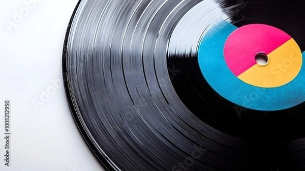 Fototapeta Vintage Vibes: Close-Up of a Vinyl Record Captured in Detailed Precision