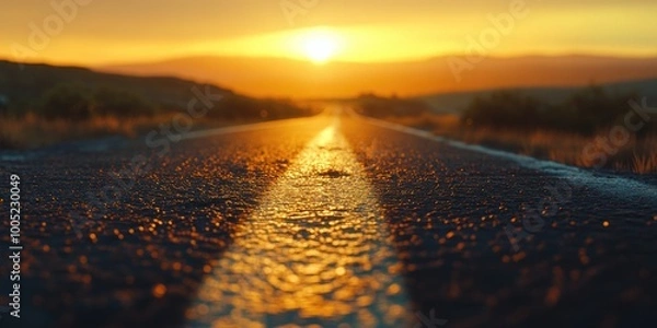 Fototapeta Sunset Highway Drive