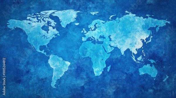Fototapeta Abstract world map on blue