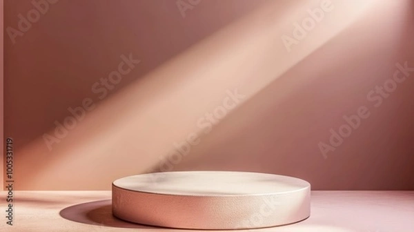 Obraz 3D render showcasing a vector abstract background with a simple round podium and empty stage, ideal for creating modern product showcases
