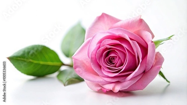 Fototapeta Pink rose isolated on white background soft focus Point of View