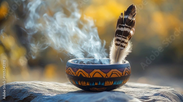 Obraz Healing Practices, exploring traditional Native American healing and medicine, with copy space, American Indian Heritage Day