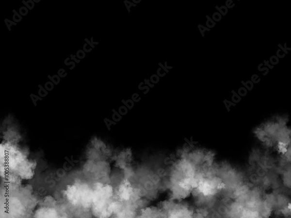 Fototapeta white smoke cloud on Isolated black background . Misty fog effect texture overlays