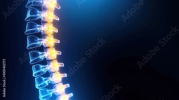 Obraz Luminous Human Spine with Bright Vertebrae Visualization