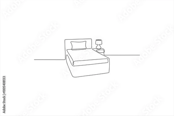 Fototapeta continuous line drawing of the bed