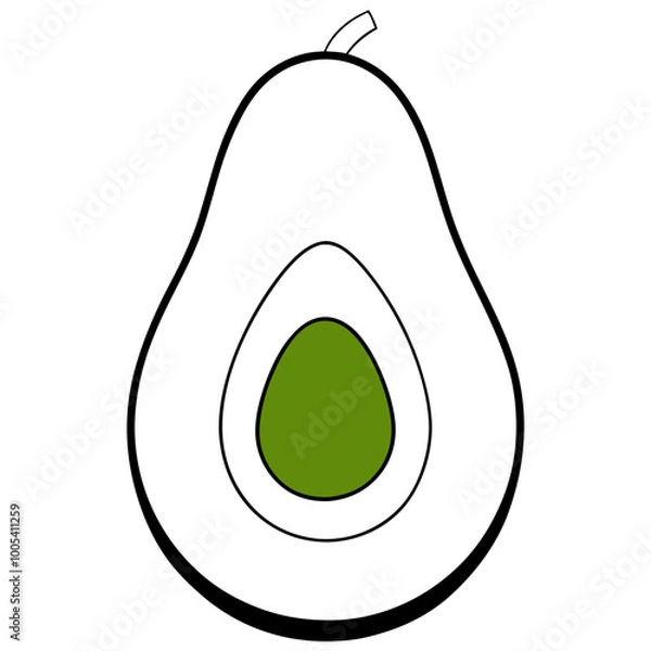 Fototapeta Vector Illustration of a Halved Avocado Highlighting Its Creamy Texture and Nutritional Benefits

