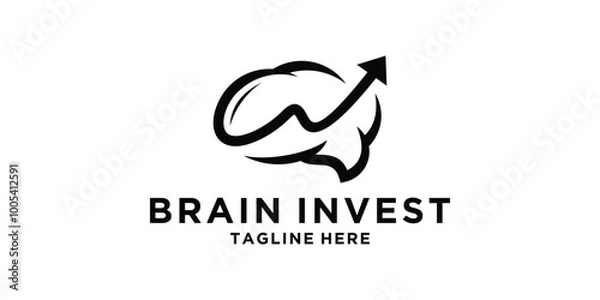 Fototapeta logo design combination of brain and arrow, investment, intelligence, profit, smart, logo design vector, icon, symbol, idea, creative.