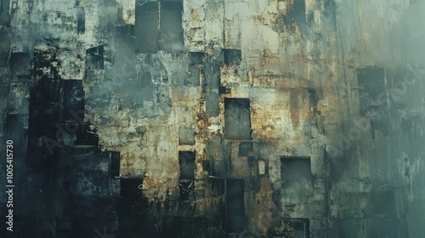 Fototapeta Stunning abstract display of poverty with faded, broken elements forming a pattern on a dynamic backdrop, evoking a sense of deprivation