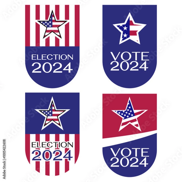Obraz 2024 United States of America presidential election pinback button design template set