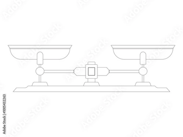 Fototapeta Weight balance scale tool measuring heaviness equal unequal analysis precision item design set outline