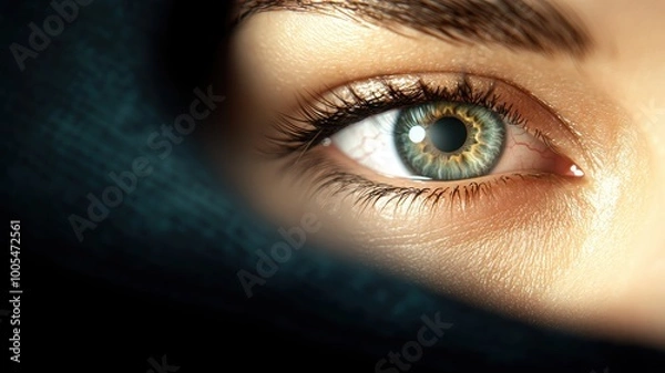 Fototapeta Emotional Close-Up of Tired Eye with Window Light